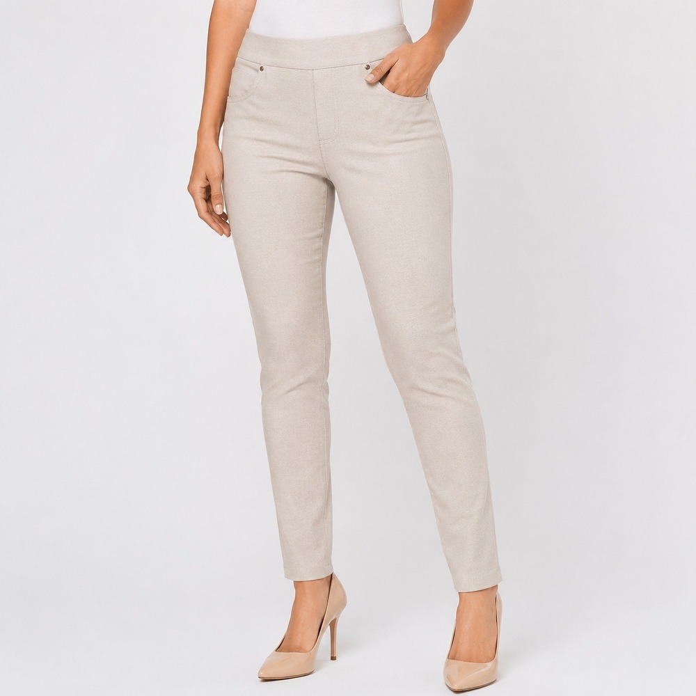 Hullary Radley Pants Womens Small Beige Pull On Slim Leg Ankke Stretch Comfort